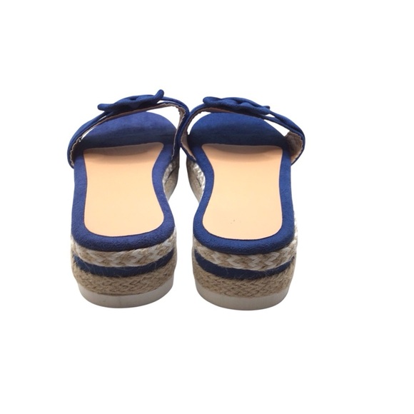 NWOB Women’s Blue Bow Slide Sandals Size 9.5-10 Platform Espadrille Slip-On Shoe - Picture 7 of 11